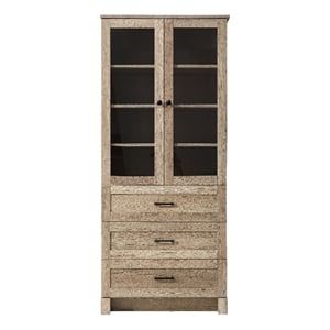 Elegant Kitchen and Bath 28&quot Bath Storage Glass Cabinet in Natural Oak
