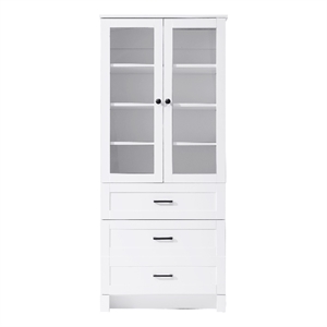 Elegant Kitchen and Bath 28&quot Bath Storage Glass Cabinet in White