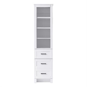 Elegant Kitchen and Bath 16&quot Bath Storage Glass Cabinet in White