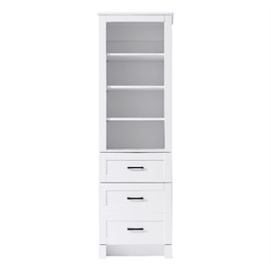 Elegant Kitchen and Bath 20&quot Bath Storage Glass Cabinet in White