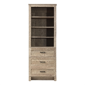 Elegant Kitchen and Bath 24&quot Bath Storage Glass Cabinet in Natural Oak