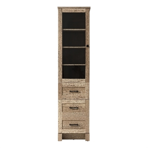 Elegant Kitchen and Bath 16&quot Bath Storage Glass Cabinet in Natural Oak