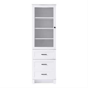 Elegant Kitchen and Bath 20&quot Bath Storage Glass Cabinet in White