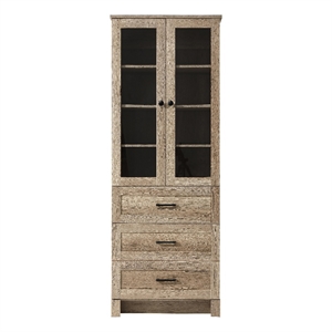 Elegant Kitchen and Bath 24&quot Bath Storage Glass Cabinet in Natural Oak