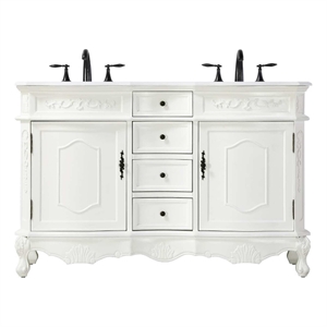 Elegant Kitchen and Bath 54&quot Double Bathroom Vanity in Antique White