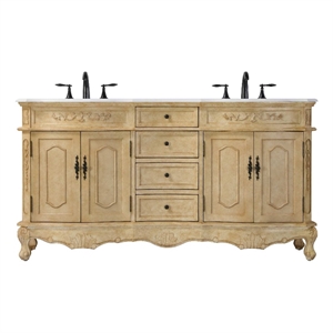 Elegant Kitchen and Bath 66&quot Double Bathroom Vanity in Antique Beige