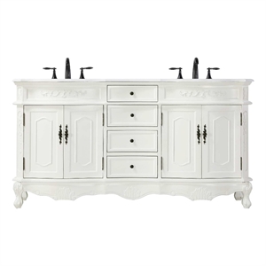 Elegant Kitchen and Bath 66&quot Double Bathroom Vanity in Antique White