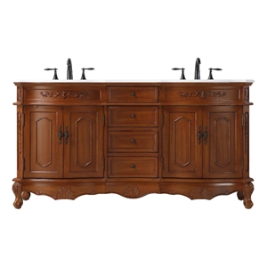 Elegant Kitchen and Bath 66&quot Double Bathroom Vanity in Teak