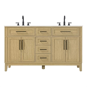 Elegant Kitchen and Bath 60&quot Double Bathroom Vanity in Honey Brown
