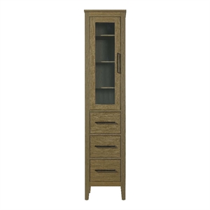 Elegant Kitchen and Bath 16&quot Bath Storage Glass Cabinet in Chestnut Brown