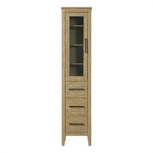 Elegant Kitchen and Bath 16&quot Bath Storage Glass Cabinet in Honey Brown