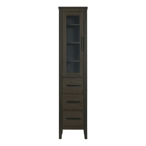 Elegant Kitchen and Bath 16&quot Bath Storage Glass Cabinet in Mocha Brown