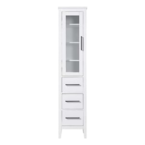 Elegant Kitchen and Bath 16&quot Bath Storage Glass Cabinet in White