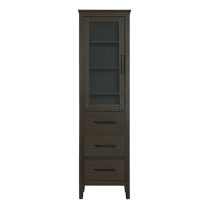 Elegant Kitchen and Bath 20&quot Bath Storage Glass Cabinet in Mocha Brown