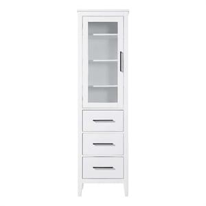 Elegant Kitchen and Bath 20&quot Bath Storage Glass Cabinet in White