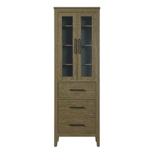 Elegant Kitchen and Bath 24&quot Bath Storage Glass Cabinet in Chestnut Brown