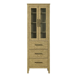 Elegant Kitchen and Bath 24&quot Bath Storage Glass Cabinet in Honey Brown