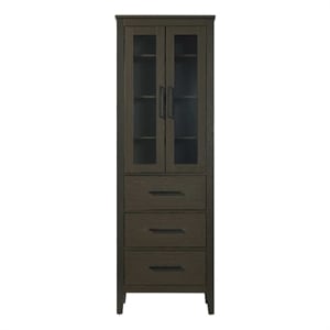 Elegant Kitchen and Bath 24&quot Bath Storage Glass Cabinet in Mocha Brown
