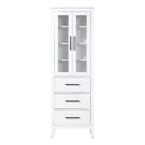 Elegant Kitchen and Bath 24&quot Bath Storage Glass Cabinet in White