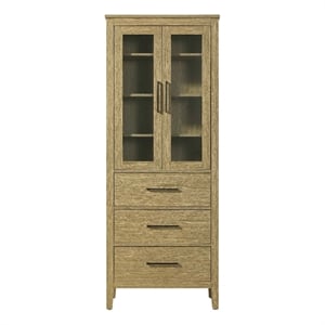 Elegant Kitchen and Bath 28&quot Bath Storage Glass Cabinet in Honey Brown