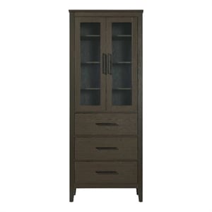 Elegant Kitchen and Bath 28&quot Bath Storage Glass Cabinet in Mocha Brown