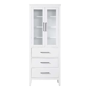 Elegant Kitchen and Bath 28&quot Bath Storage Glass Cabinet in White