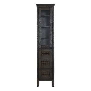 Elegant Kitchen and Bath 16&quot Bath Storage Glass Cabinet in Chocolate Oak