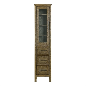 Elegant Kitchen and Bath 16&quot Bath Storage Glass Cabinet in Hazel Oak