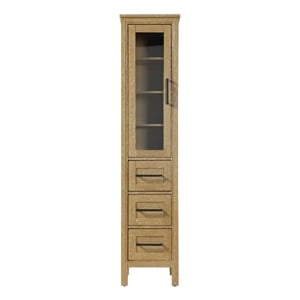 Elegant Kitchen and Bath 16&quot Bath Storage Glass Cabinet in Linen Oak