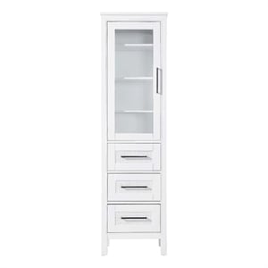 Elegant Kitchen and Bath 20&quot Bath Storage Glass Cabinet in White