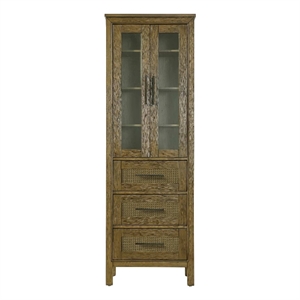 Elegant Kitchen and Bath 24&quot Bath Storage Glass Cabinet in Hazel Oak