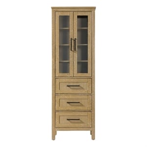 Elegant Kitchen and Bath 24&quot Bath Storage Glass Cabinet in Linen Oak