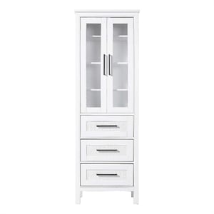 Elegant Kitchen and Bath 24&quot Bath Storage Glass Cabinet in White