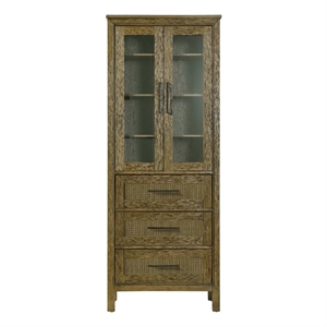 Elegant Kitchen and Bath 28&quot Bath Storage Glass Cabinet in Hazel Oak
