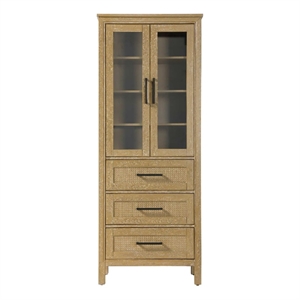 Elegant Kitchen and Bath 28&quot Bath Storage Glass Cabinet in Linen Oak