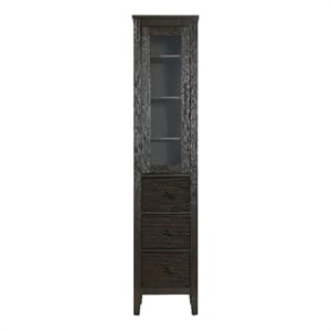 Elegant Kitchen and Bath 16&quot Bath Storage Glass Cabinet in Chocolate Oak