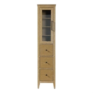 Elegant Kitchen and Bath 16&quot Bath Storage Glass Cabinet in Linen Oak
