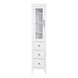 Elegant Kitchen and Bath 16&quot Bath Storage Glass Cabinet in White