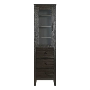 Elegant Kitchen and Bath 20&quot Bath Storage Glass Cabinet in Chocolate Oak