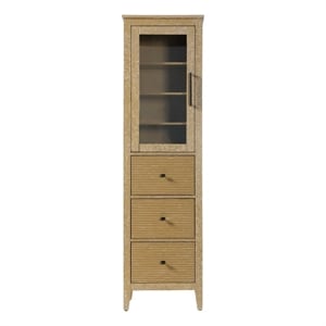 Elegant Kitchen and Bath 20&quot Bath Storage Glass Cabinet in Linen Oak