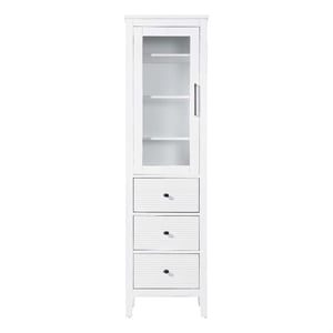 Elegant Kitchen and Bath 20&quot Bath Storage Glass Cabinet in White