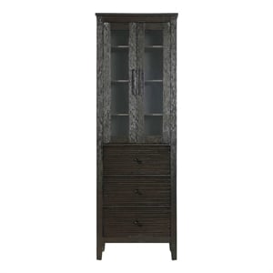 Elegant Kitchen and Bath 24&quot Bath Storage Glass Cabinet in Chocolate Oak