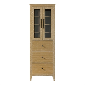 Elegant Kitchen and Bath 24&quot Bath Storage Glass Cabinet in Linen Oak