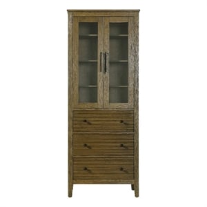 Elegant Kitchen and Bath 28&quot Bath Storage Glass Cabinet in Hazel Oak
