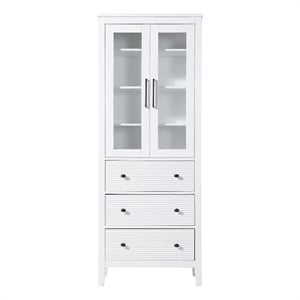 Elegant Kitchen and Bath 28&quot Bath Storage Glass Cabinet in White