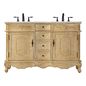 Elegant Kitchen and Bath 54&quot Double Bathroom Vanity in Antique Beige