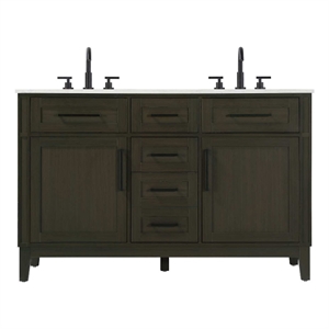 Elegant Kitchen and Bath 54&quot Double Bathroom Vanity in Mocha Brown