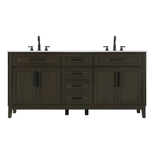 Elegant Kitchen and Bath 72&quot Double Bathroom Vanity in Mocha Brown