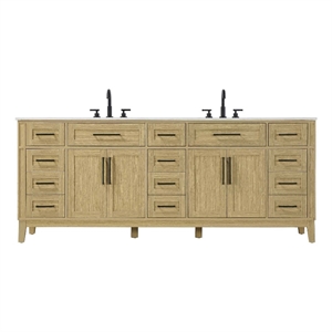 Elegant Kitchen and Bath 84&quot Double Bathroom Vanity in Honey Brown