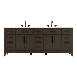 Elegant Kitchen and Bath 84&quot Double Bathroom Vanity in Mocha Brown